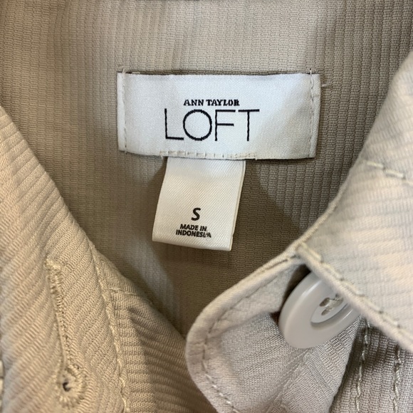 Loft Khaki Belted Jacket S Pockets Utility - Picture 3 of 4